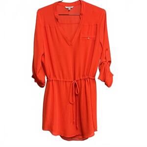 Y2K  Orange V-Neck Tunic Dress by Naked Zebra Medium